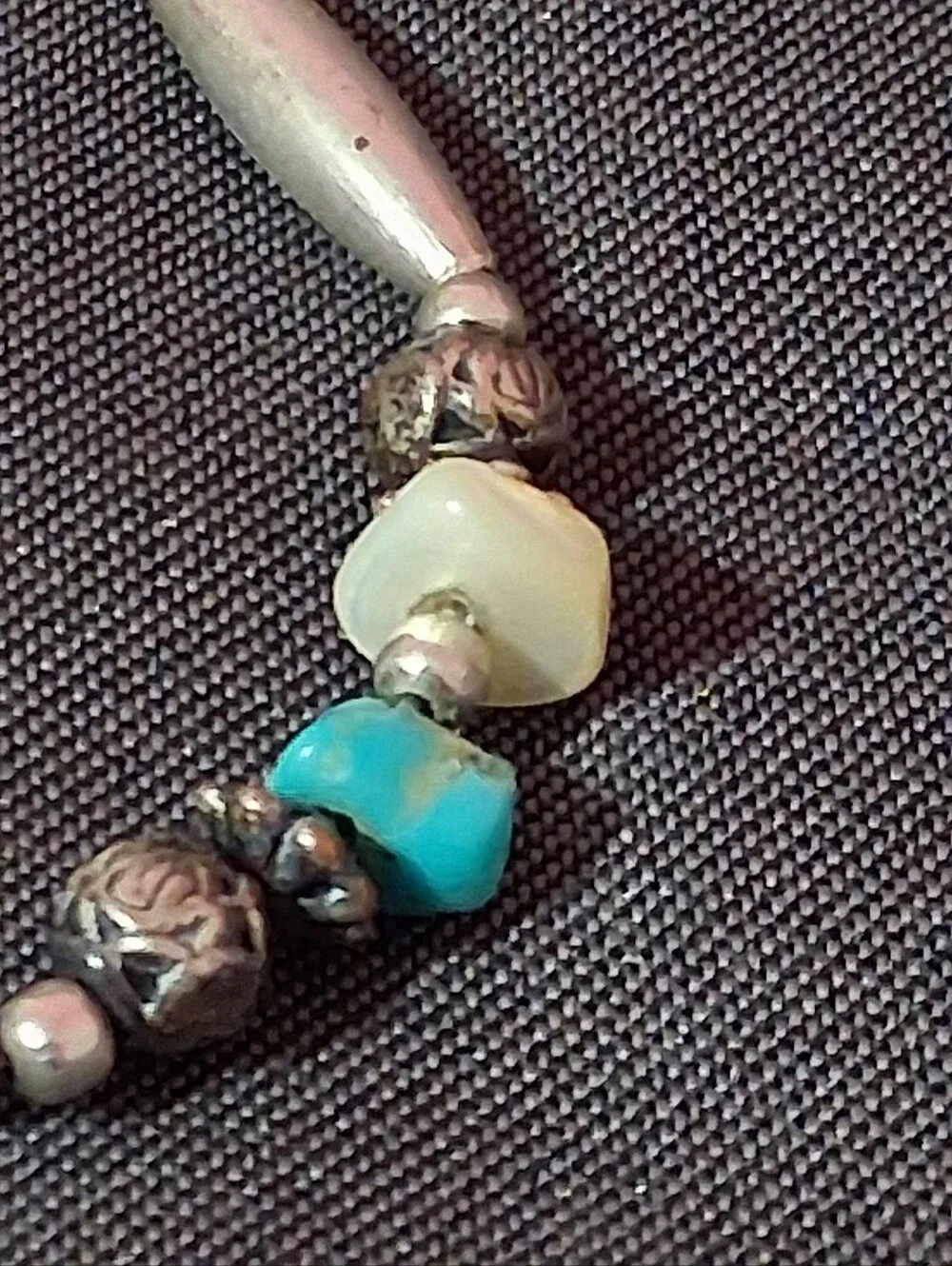 vintage Southwestern-style liquid silver and turquoise beaded bracelet